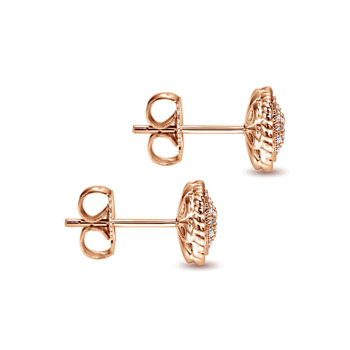 14K Rose Gold Twisted Cluster Diamond Stud Earrings - 0.18 ct - Shot 3