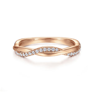 14K Rose Gold Twisted Diamond Anniversary Band