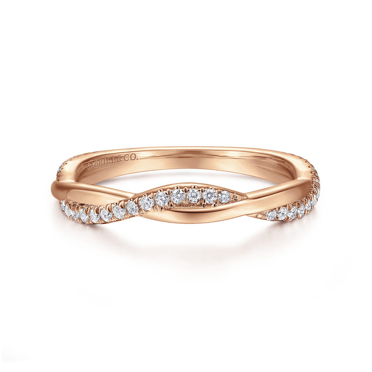 Fancy Wedding Ring in 14k Rose Gold with Round Natural Diamond at Gabriel & Co. - Shot 1