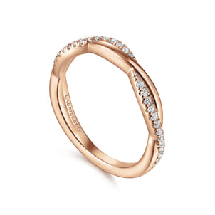 14K Rose Gold Twisted Diamond Anniversary Band