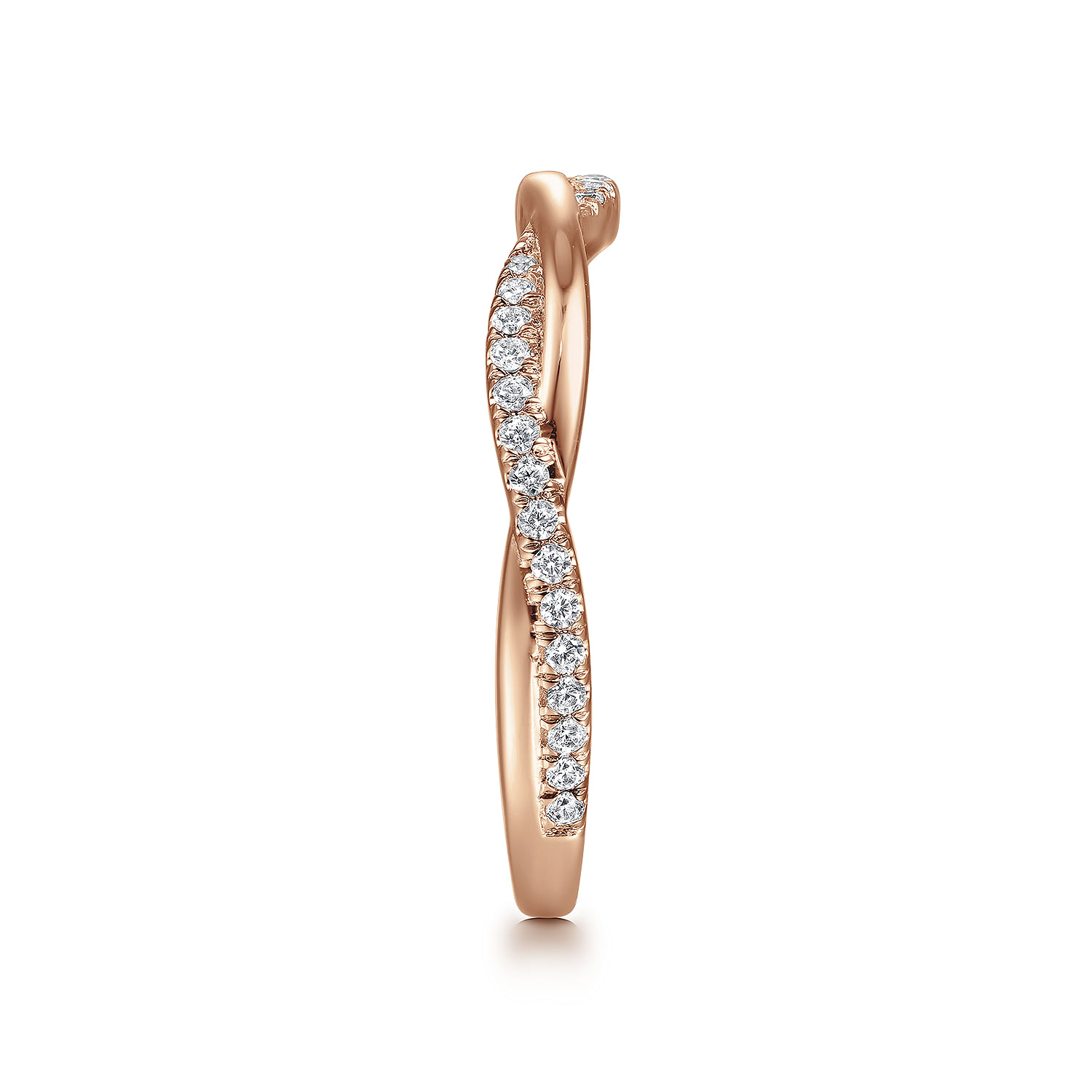 14K Rose Gold Twisted Diamond Anniversary Band
