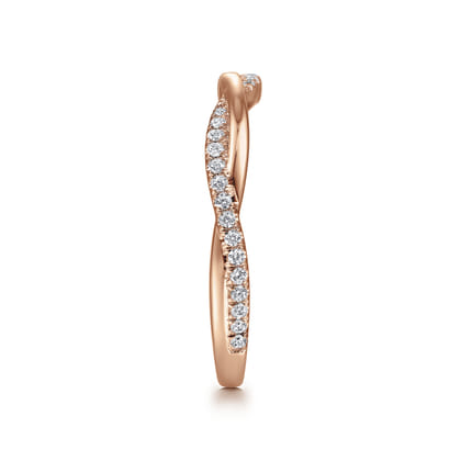 14K Rose Gold Twisted Diamond Anniversary Band