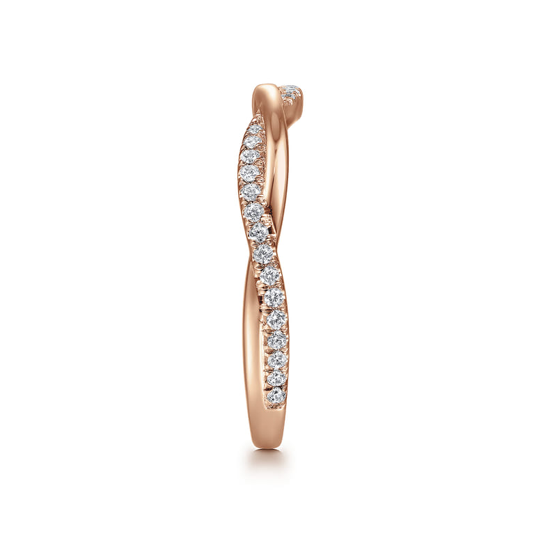 Fancy Wedding Ring in 14k Rose Gold with Round Natural Diamond at Gabriel & Co. - Shot 4