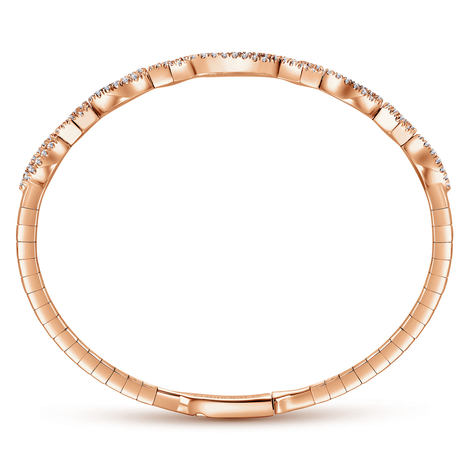 14K Rose Gold Twisted Diamond Bangle - 0.65 ct - Shot 3