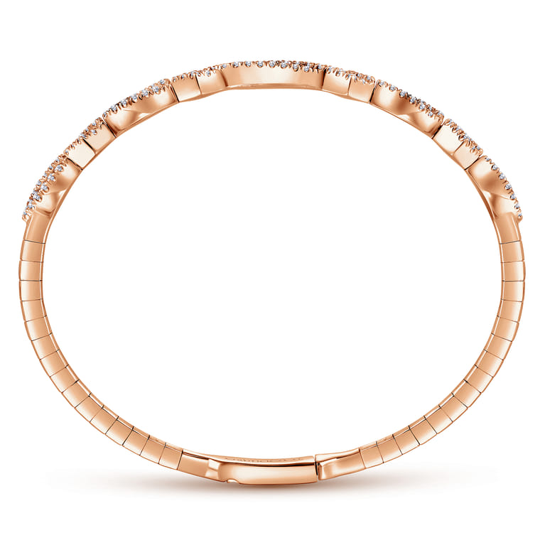 14K Rose Gold Twisted Diamond Bangle - 0.65 ct - Shot 3