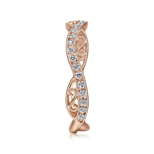 14K Rose Gold Twisted Diamond Ring with Scrollwork Accent - 0.23 ct - Shot 4