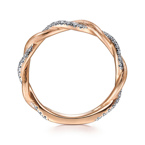 14K Rose Gold Twisted Diamond Stackable Ring - 0.2 ct - Shot 2