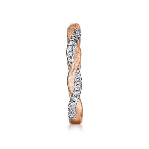 14K Rose Gold Twisted Diamond Stackable Ring - 0.2 ct - Shot 4