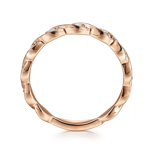 14K Rose Gold Twisted Diamond Stackable Ring - 0.15 ct - Shot 2