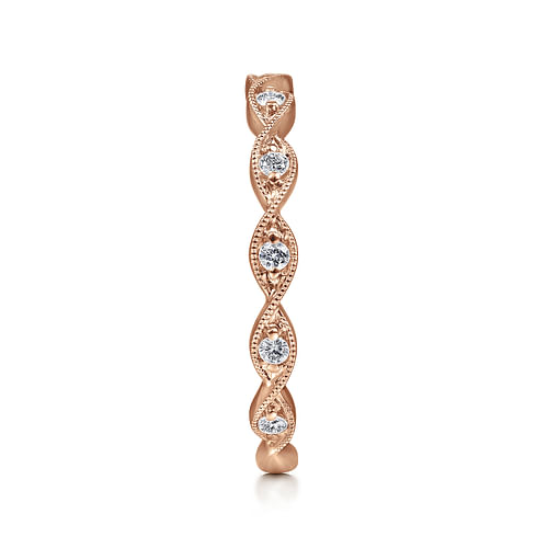 14K Rose Gold Twisted Diamond Stackable Ring - 0.15 ct - Shot 4