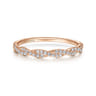 14K Rose Gold Twisted Diamond Stackable Ring - 0.11 ct