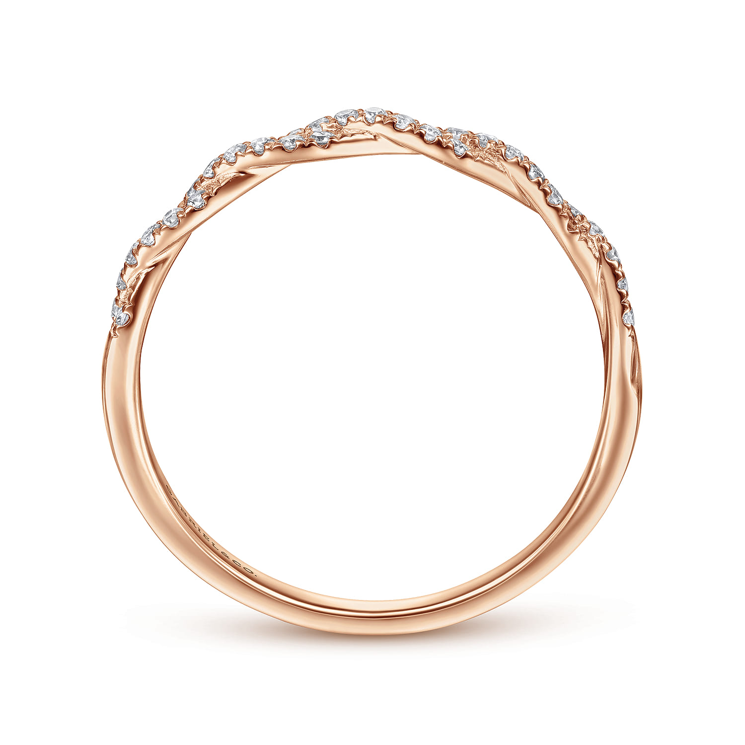 14K Rose Gold Twisted Diamond Stackable Ring - 0.11 ct - Shot 2