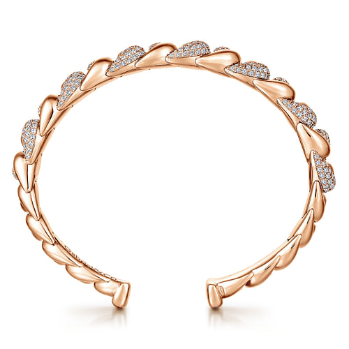 14K Rose Gold Twisted Link Diamond Pave Cuff Bracelet - 2.11 ct - Shot 3