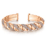 14K Rose Gold Twisted Link Diamond Pave Cuff Bracelet - 2.3 ct