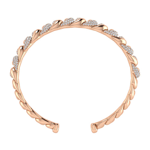 14K Rose Gold Twisted Link Diamond Pave Cuff Bracelet - 2.5 ct - Shot 3