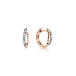 14K Rose Gold Twisted Pave Diamond Huggies