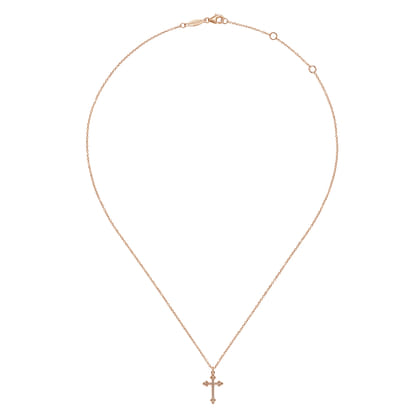 14K Rose Gold Twisted Rope Cross Pendant Necklace