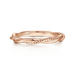 14K Rose Gold Twisted Rope Intertwining Ring