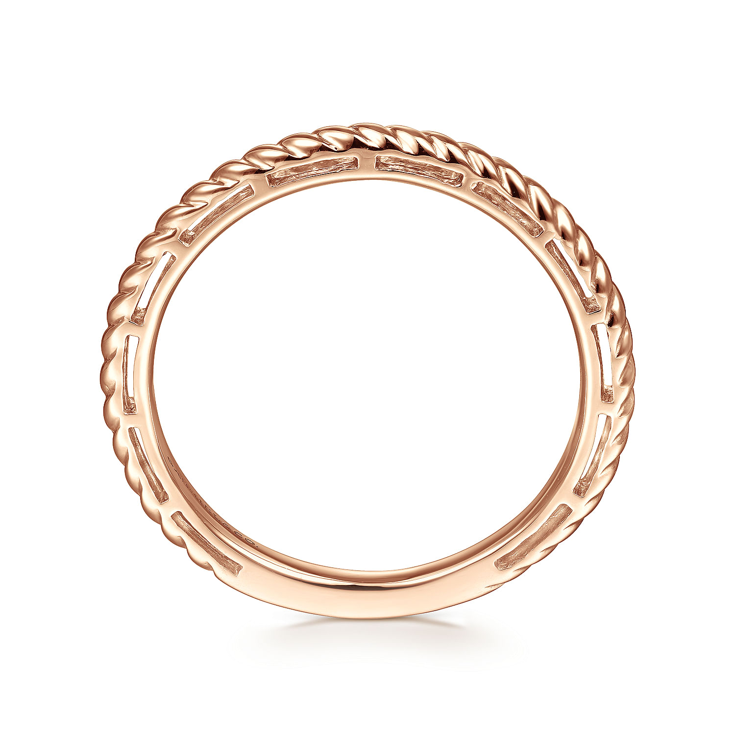 14K Rose Gold Twisted Rope Stackable Ring - Shot 2
