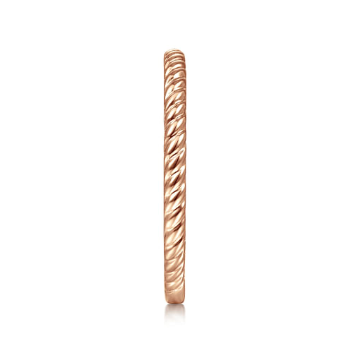 14K Rose Gold Twisted Rope Stackable Ring - Shot 4