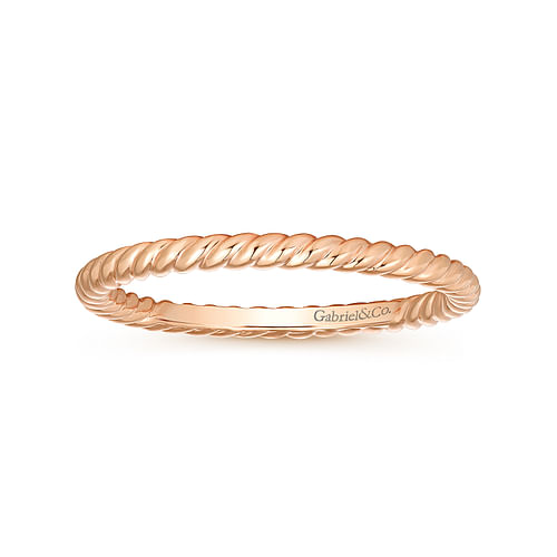 14K Rose Gold Twisted Rope Stackable Ring - Shot 4