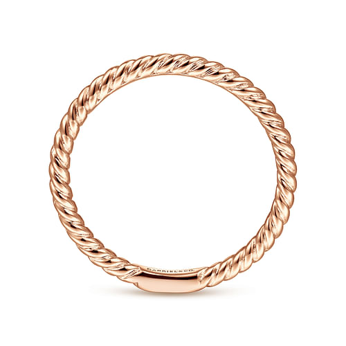 14K Rose Gold Twisted Rope Stackable Ring - Shot 2