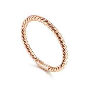 14K Rose Gold Twisted Rope Stackable Ring