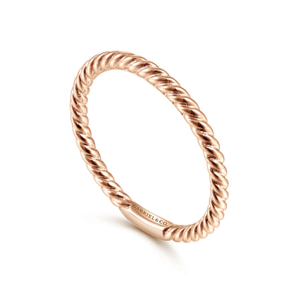 14K Rose Gold Twisted Rope Stackable Ring