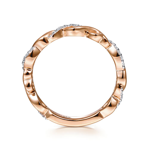 14K Rose Gold Twisted Stackable Diamond Ring - 0.16 ct - Shot 2