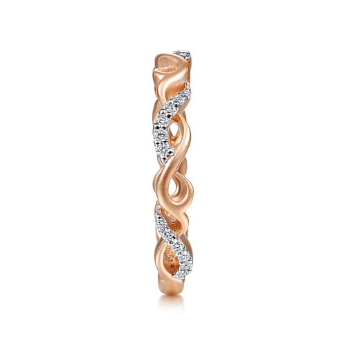 14K Rose Gold Twisted Stackable Diamond Ring - 0.16 ct - Shot 4