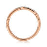 14K Rose Gold Two Row Beaded Diamond Stackable Ring - 0.07 ct