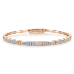 14K Rose Gold Two Row Diamond Bangle