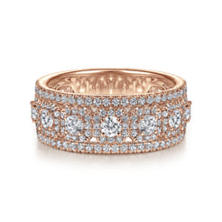 14K Rose Gold Wide Diamond Anniversary Band
