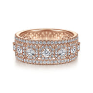 14K Rose Gold Wide Diamond Anniversary Band