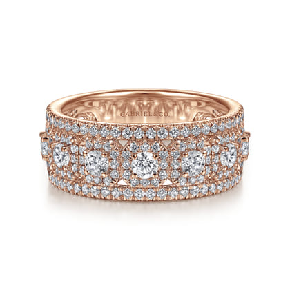 14K Rose Gold Wide Diamond Anniversary Band