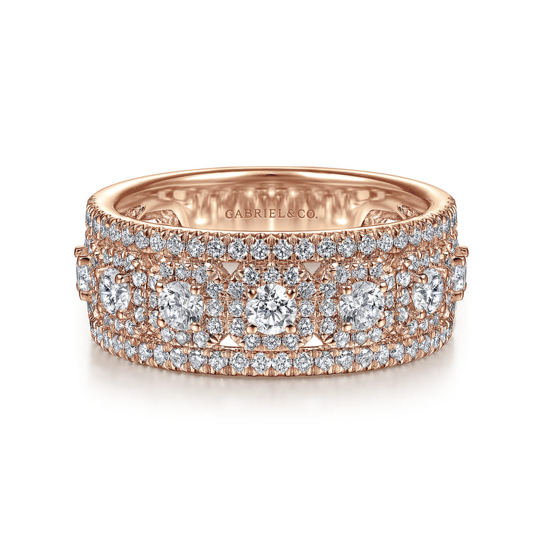 Fancy Wedding Ring in 14k Rose Gold with Round Natural Diamond at Gabriel & Co. - Shot 1