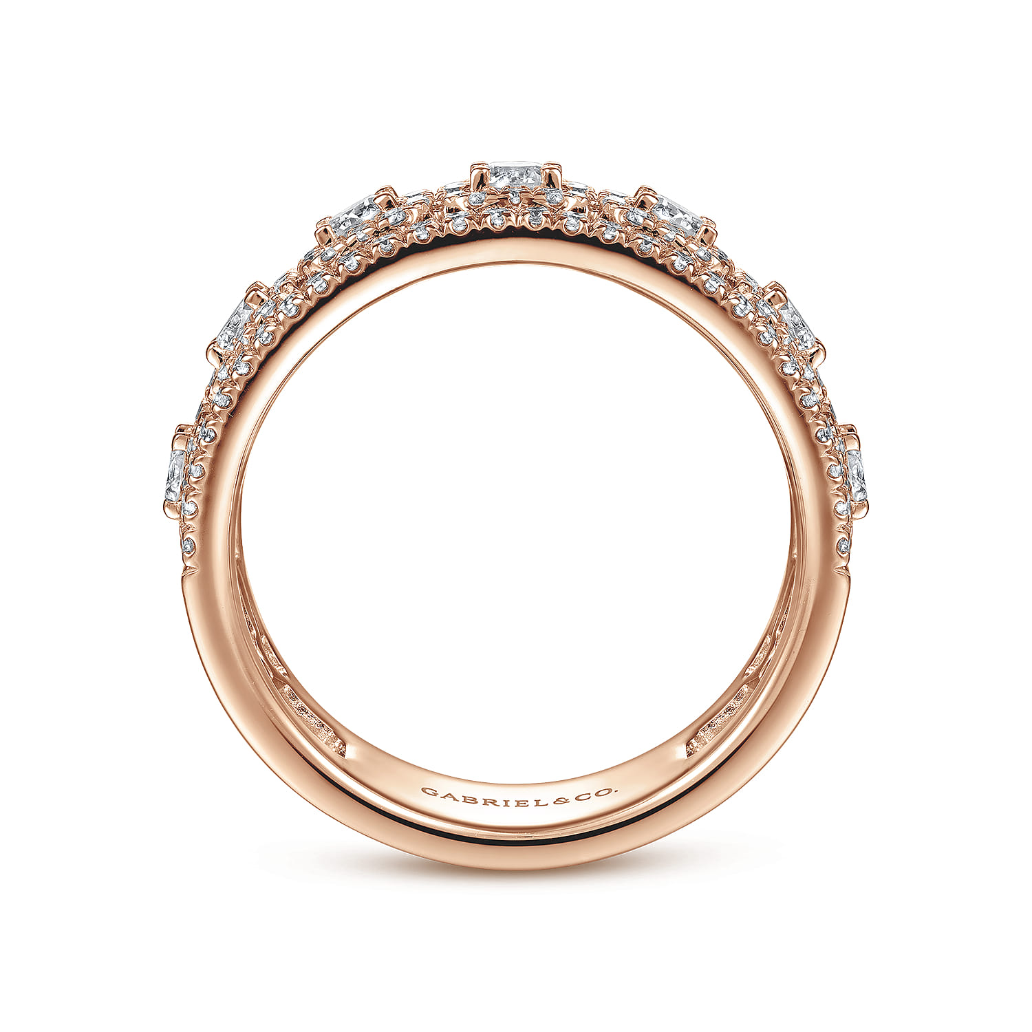 Fancy Wedding Ring in 14k Rose Gold with Round Natural Diamond at Gabriel & Co. - Shot 2