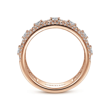 14K Rose Gold Wide Diamond Anniversary Band