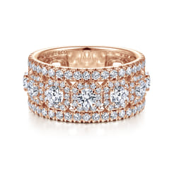 14K Rose Gold Wide Diamond Anniversary Band