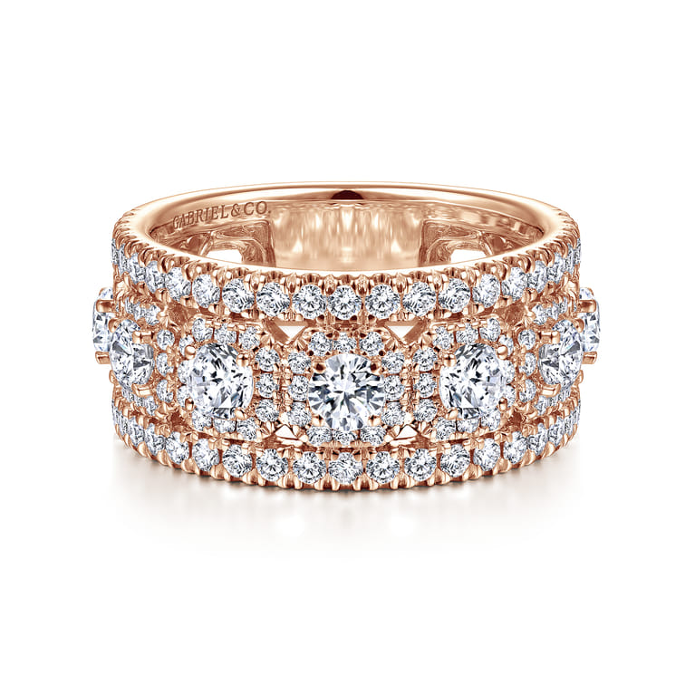 Fancy Wedding Ring in 14k Rose Gold with Round Natural Diamond at Gabriel & Co. - Shot 1