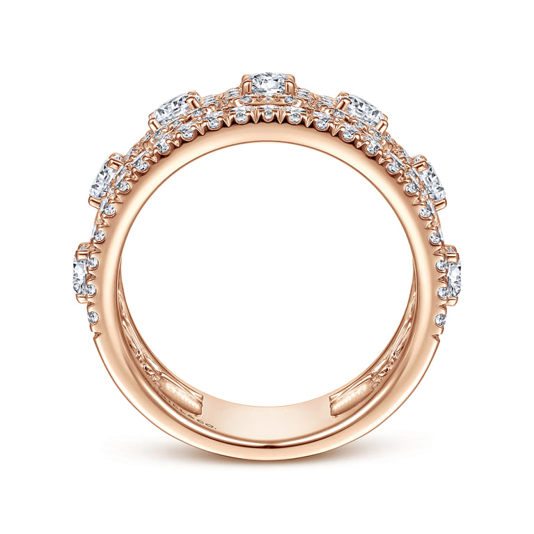Fancy Wedding Ring in 14k Rose Gold with Round Natural Diamond at Gabriel & Co. - Shot 2