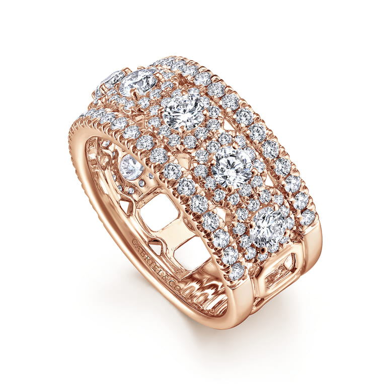 Fancy Wedding Ring in 14k Rose Gold with Round Natural Diamond at Gabriel & Co. - Shot 3
