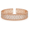 14K Rose Gold Wide Diamond Cage Cuff Bracelet - 0.75 ct