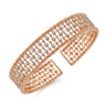 14K Rose Gold Wide Diamond Cage Cuff Bracelet - 0.75 ct