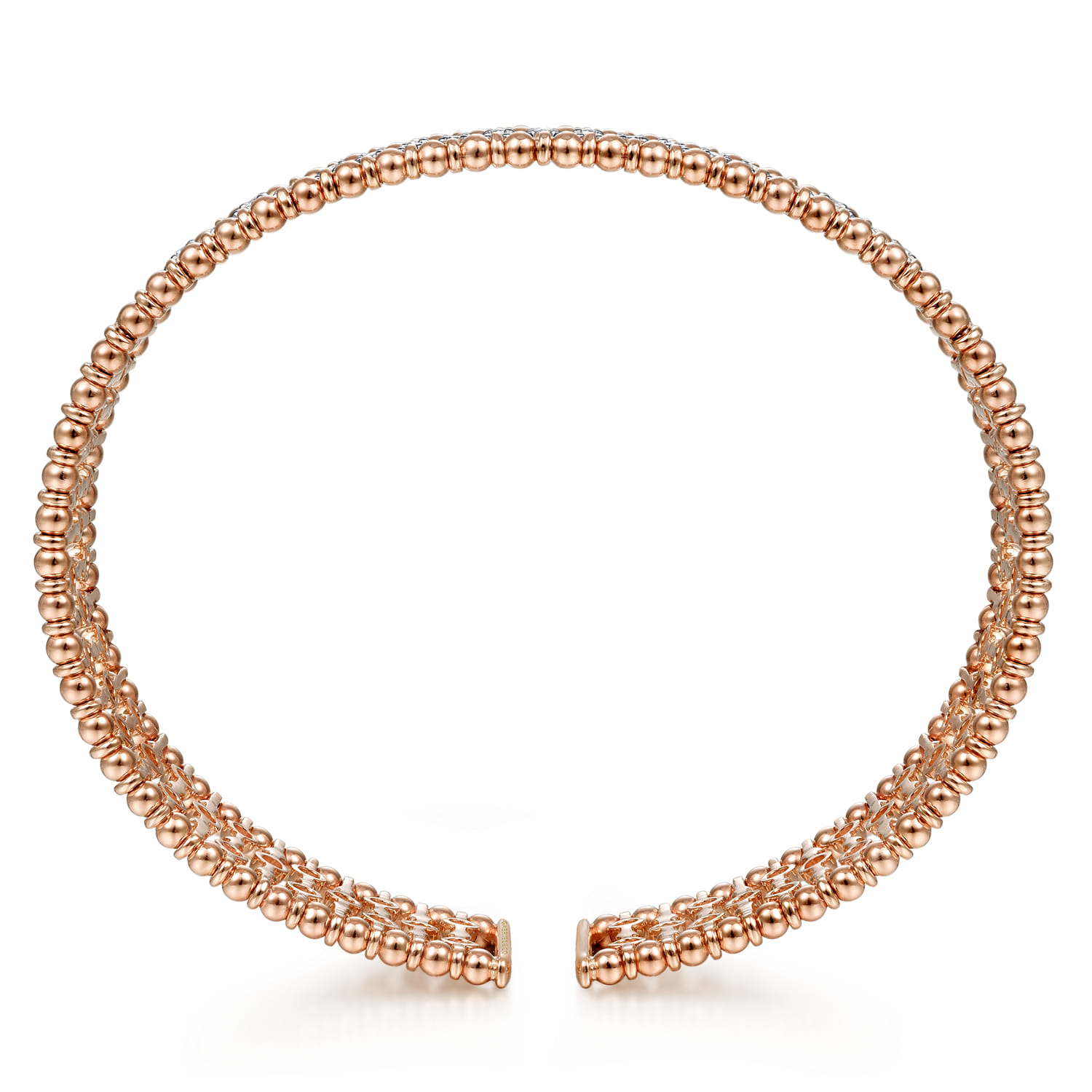 14K Rose Gold Wide Diamond Cage Cuff Bracelet - 0.75 ct - Shot 3