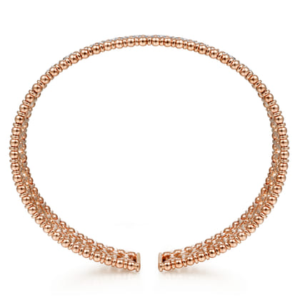 14K Rose Gold Wide Diamond Cage Cuff Bracelet