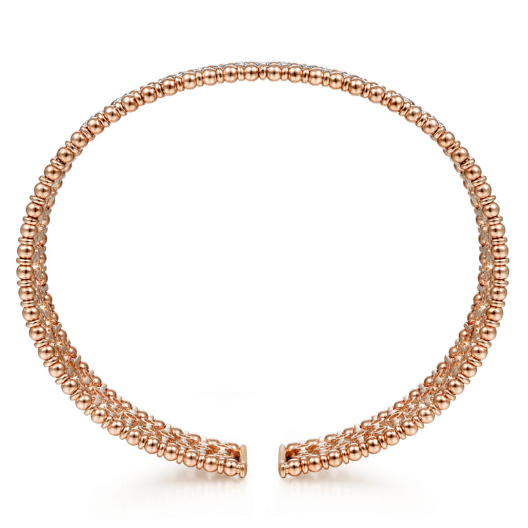 14K Rose Gold Wide Diamond Cage Cuff Bracelet - 0.75 ct - Shot 3