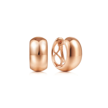 14K Rose Gold Wide Smooth Huggies