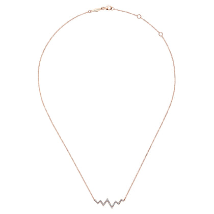 14K Rose Gold Zig Zag Diamond Necklace