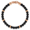 14K Rose Gold and 6mm Black Titanium Beaded Men's Bracelet